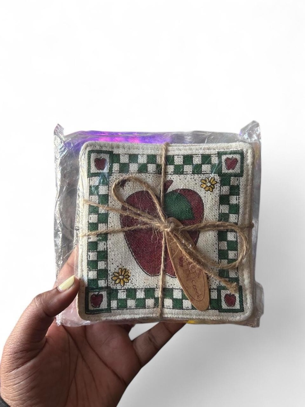 Vintage Cottagecore Spice Scented Mug Mats Coasters Set Apple Rustic Farmhouse 4